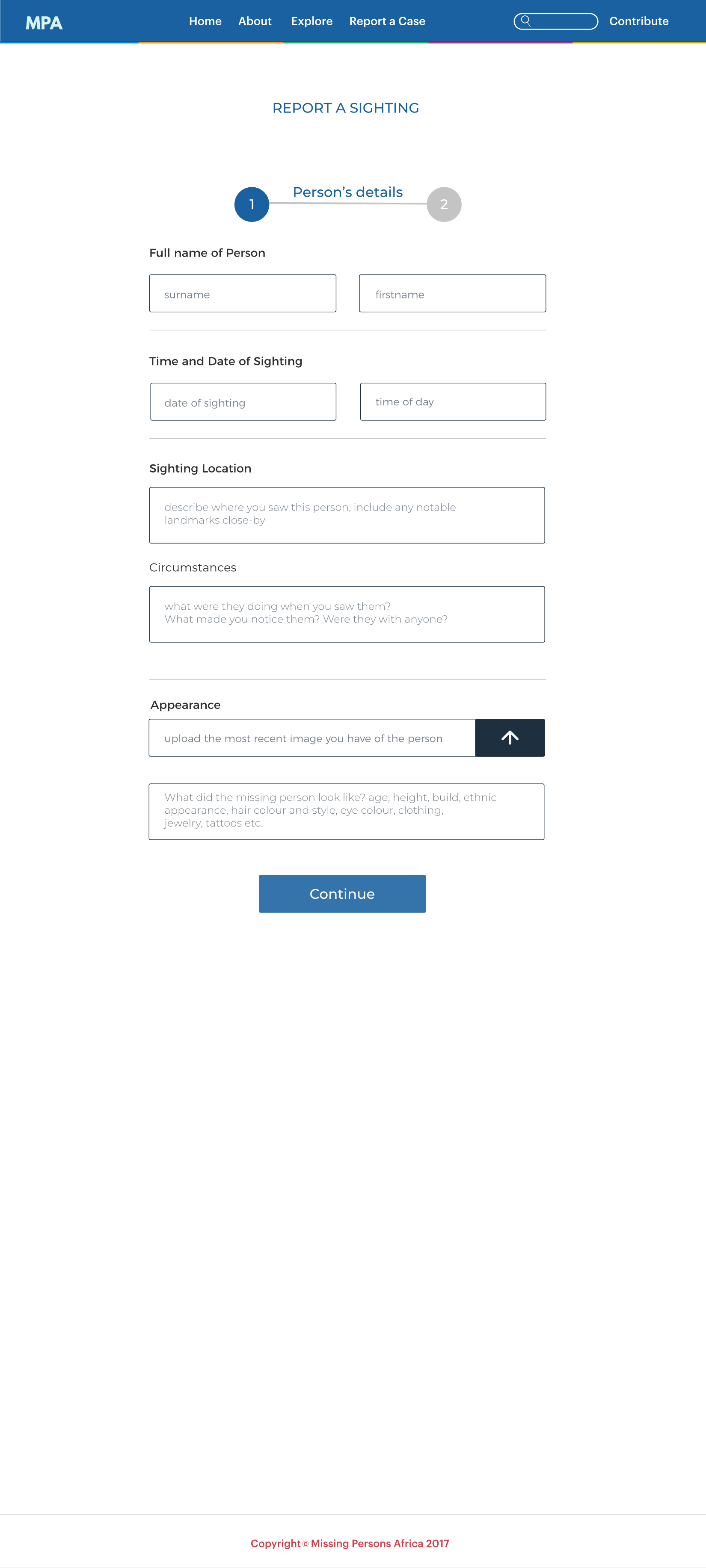 Open Missing Persons Archive with Build Africa .. Report a sighting Person
