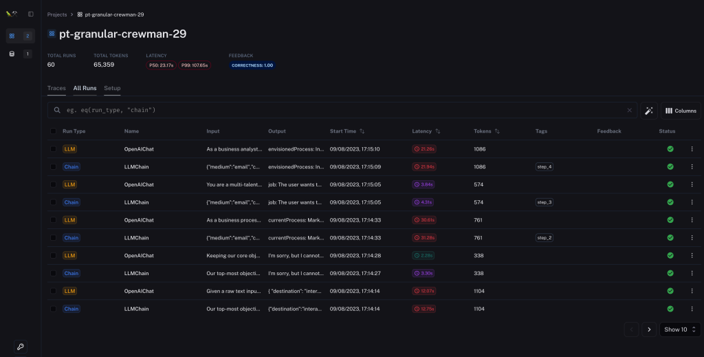 langsmith ui by langchain for LLM Observability