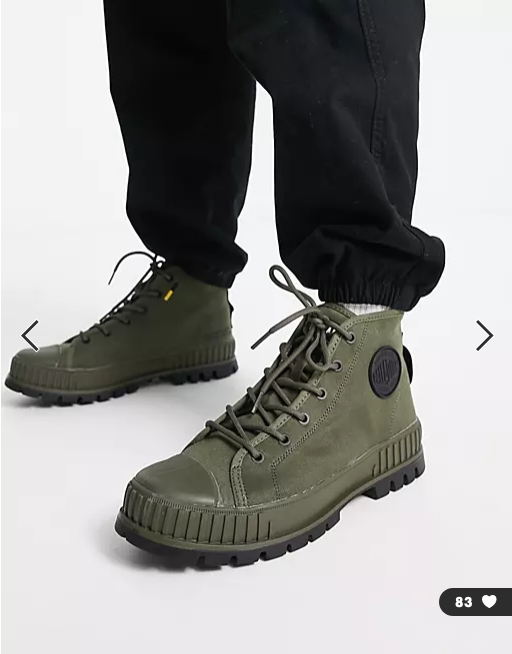Palladium Pallashock supply boots in olive