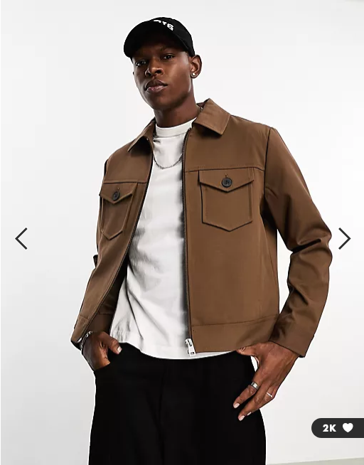 River Island pocket detail shacket in brown