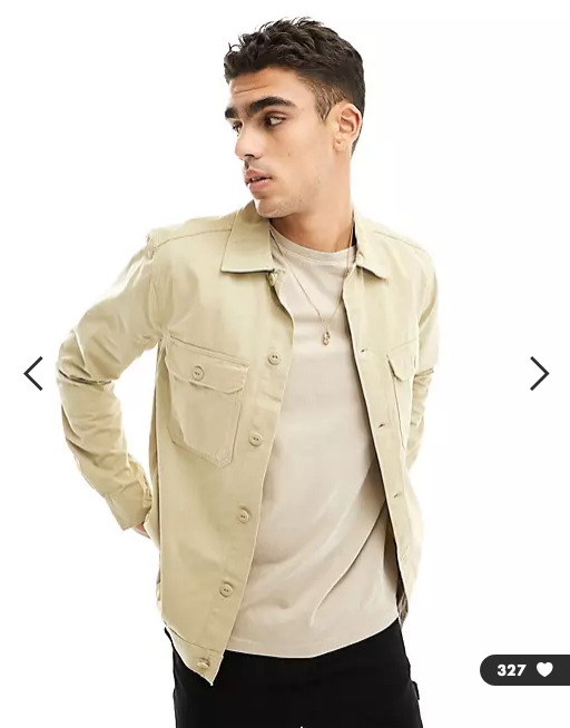 Only & Sons worker overshirt in beige